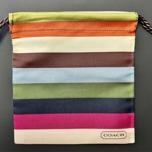 Authentic Coach Multicolor Striped Satin Jewelry Drawstring Bag